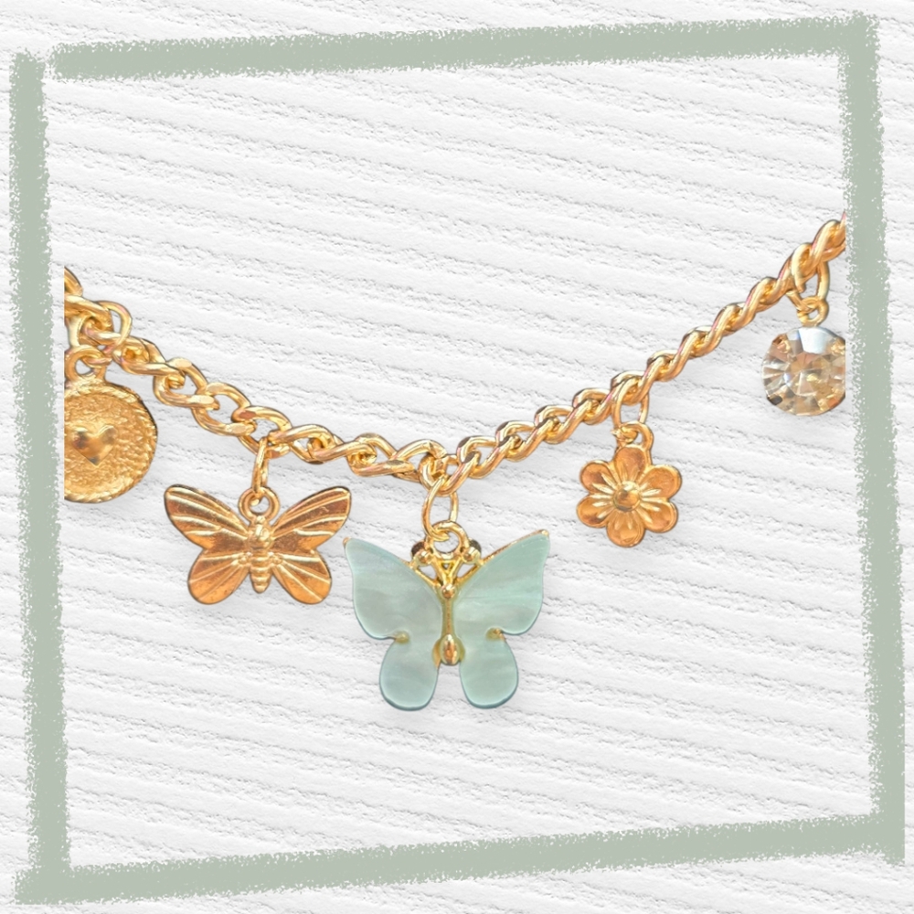 Gold Butterfly Charm Necklace Set w/ Earrings| Available In Several Colors - Picture 4 of 15